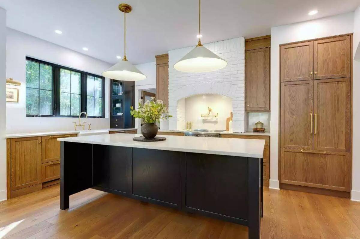 The kitchen includes a walk-in pantry hidden behind cabinet doors.