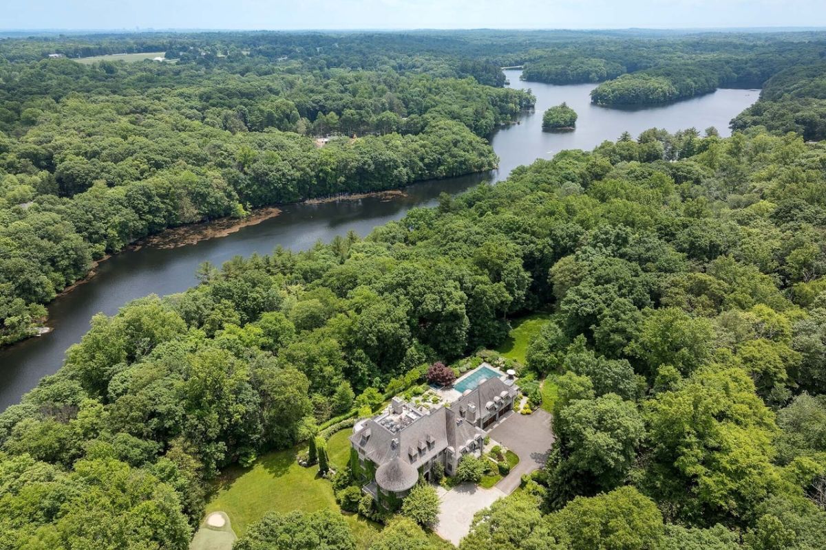 The aerial view of the property.