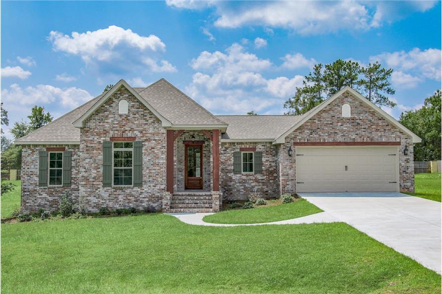 Brick Ranch Home with Charming Gables and Shutters