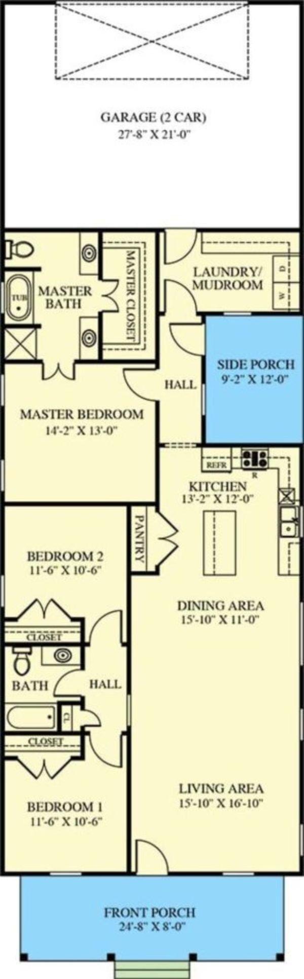 Check Out the Central Kitchen Island in This Smart Floor Plan