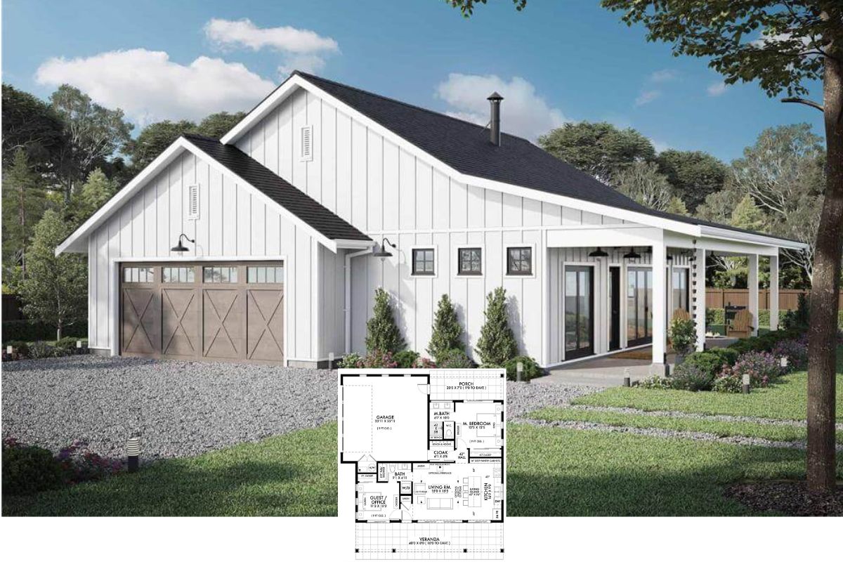 Modern Farmhouse-Style Home with 2 Bedrooms and Open-Concept Living (Floor Plan)