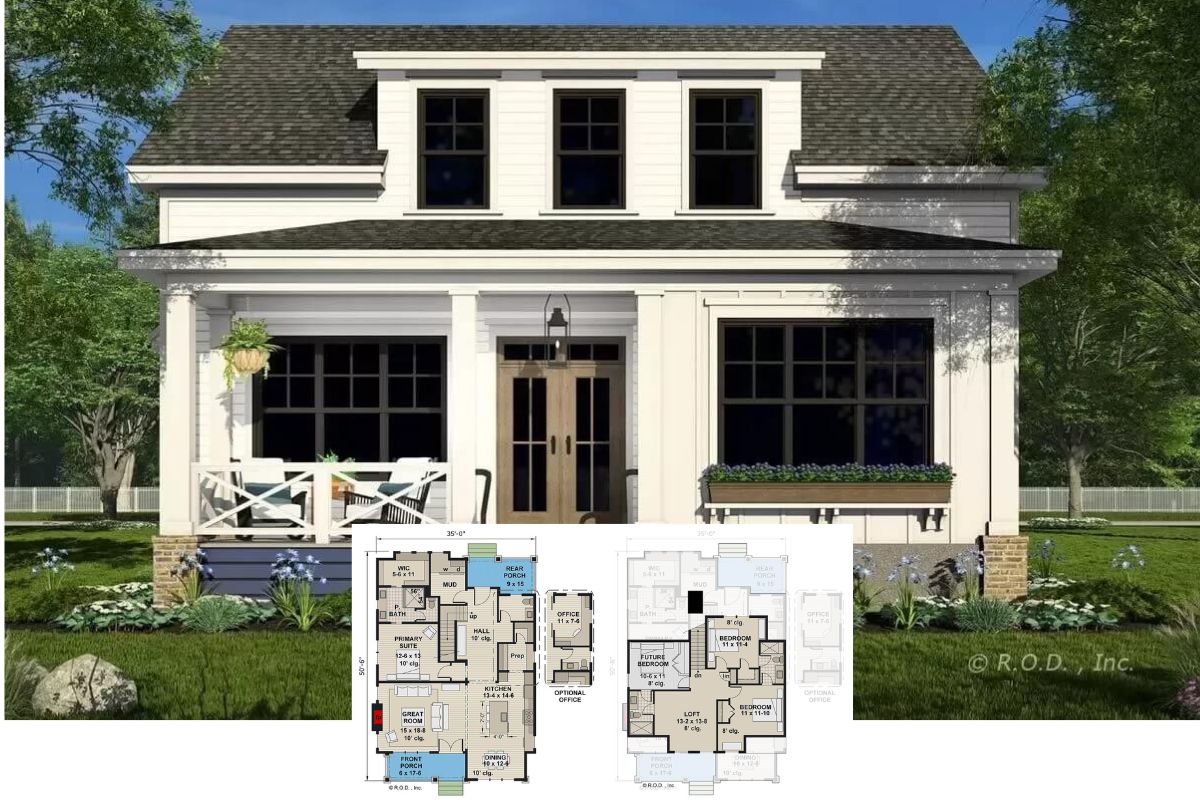 Modern Farmhouse-Style 3-Bedroom Home with Loft and Jack & Jill Bathroom (Floor Plan)