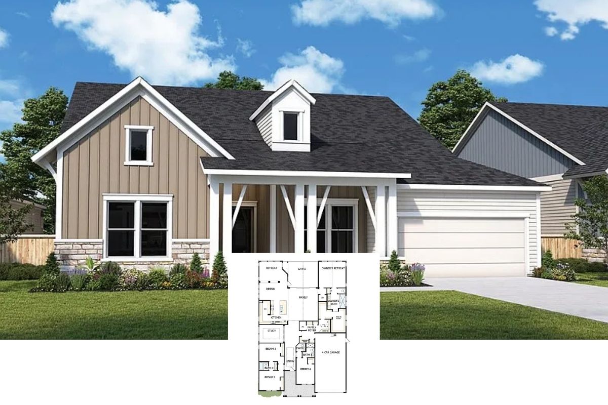 4-Bedroom Single Family Home with Lanai and Four-Car Garage (3,188 Sq. Ft. Floor Plan)