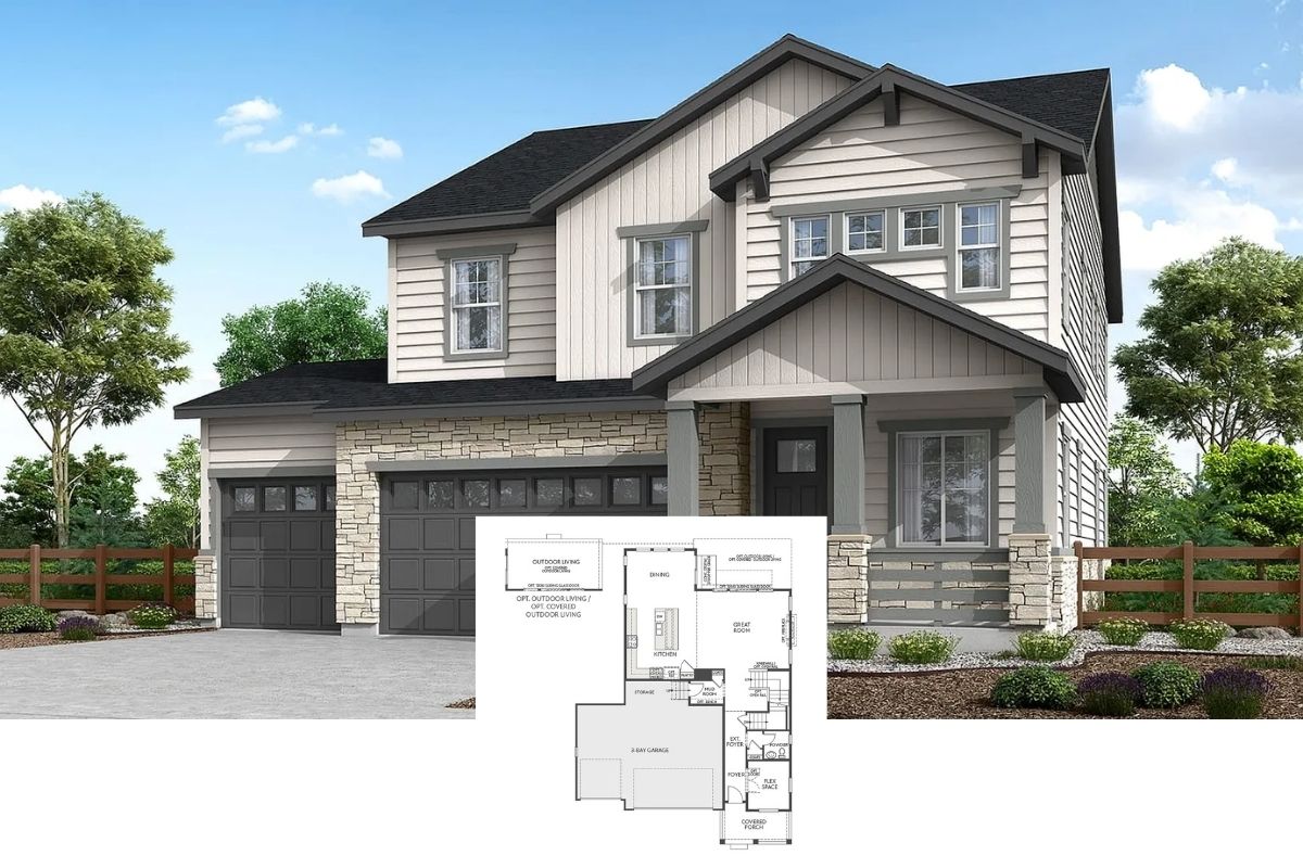 3-Bedroom Single Family Home with Covered Porch and Outdoor Living (2,317 Sq. Ft. Floor Plan)