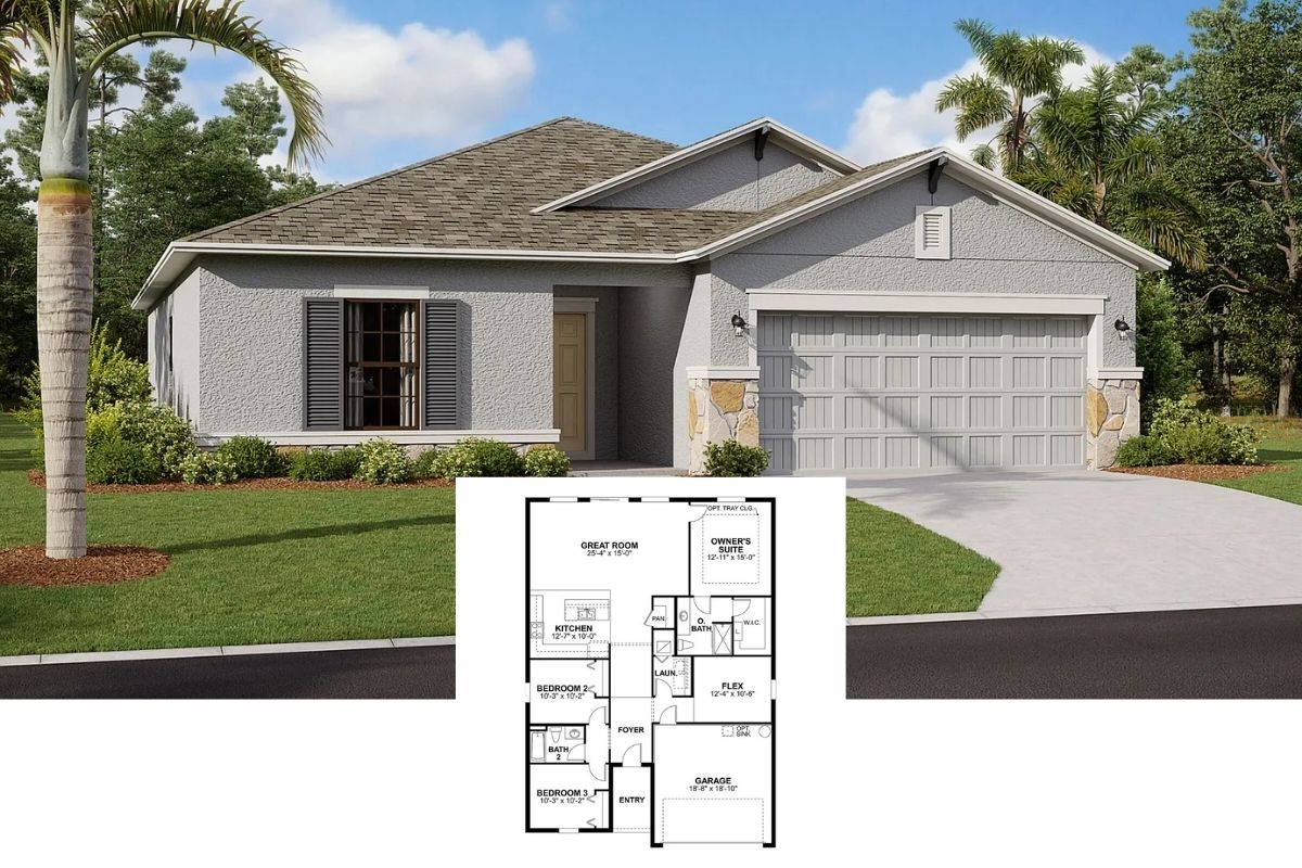 4-Bedroom Single Family Home with Spacious Patio and Double Garage (1,740 Sq. Ft. Floor Plan)