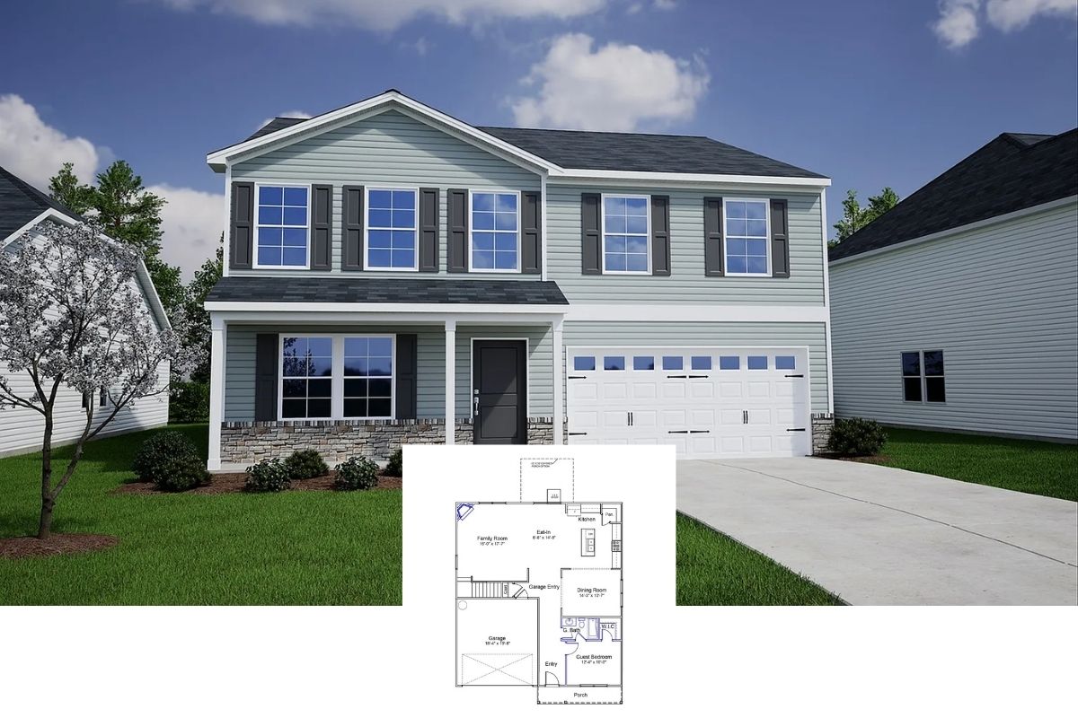 5-Bedroom Single Family Home with Porch and Double Garage (2,771 Sq. Ft. Floor Plan)