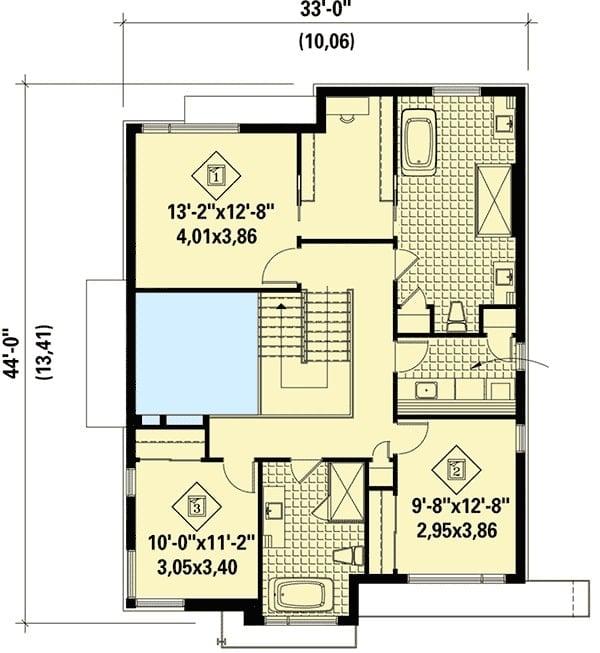 Explore the Efficient Layout of This Upper Floor Plan