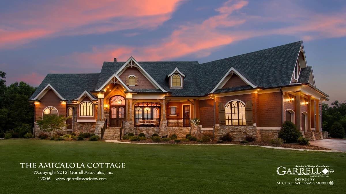 Admire the Gabled Rooflines and Stone Accents of This Cottage