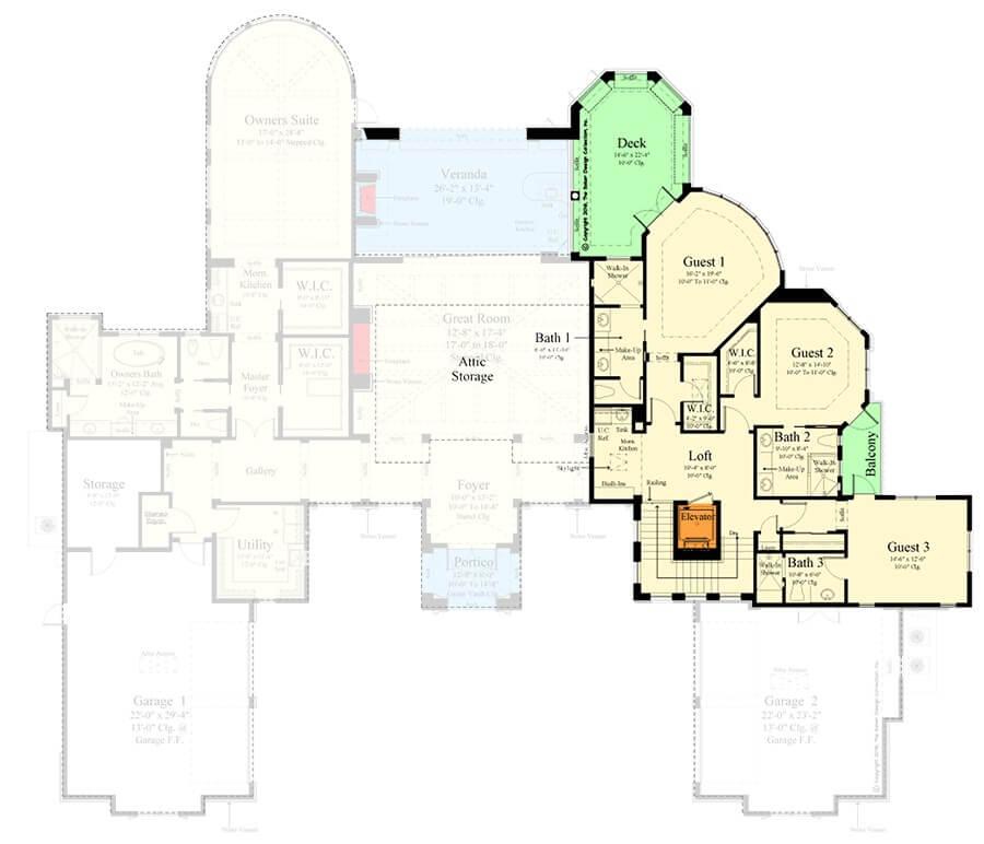 Explore the Versatile Guest Suite Layout with a Central Loft