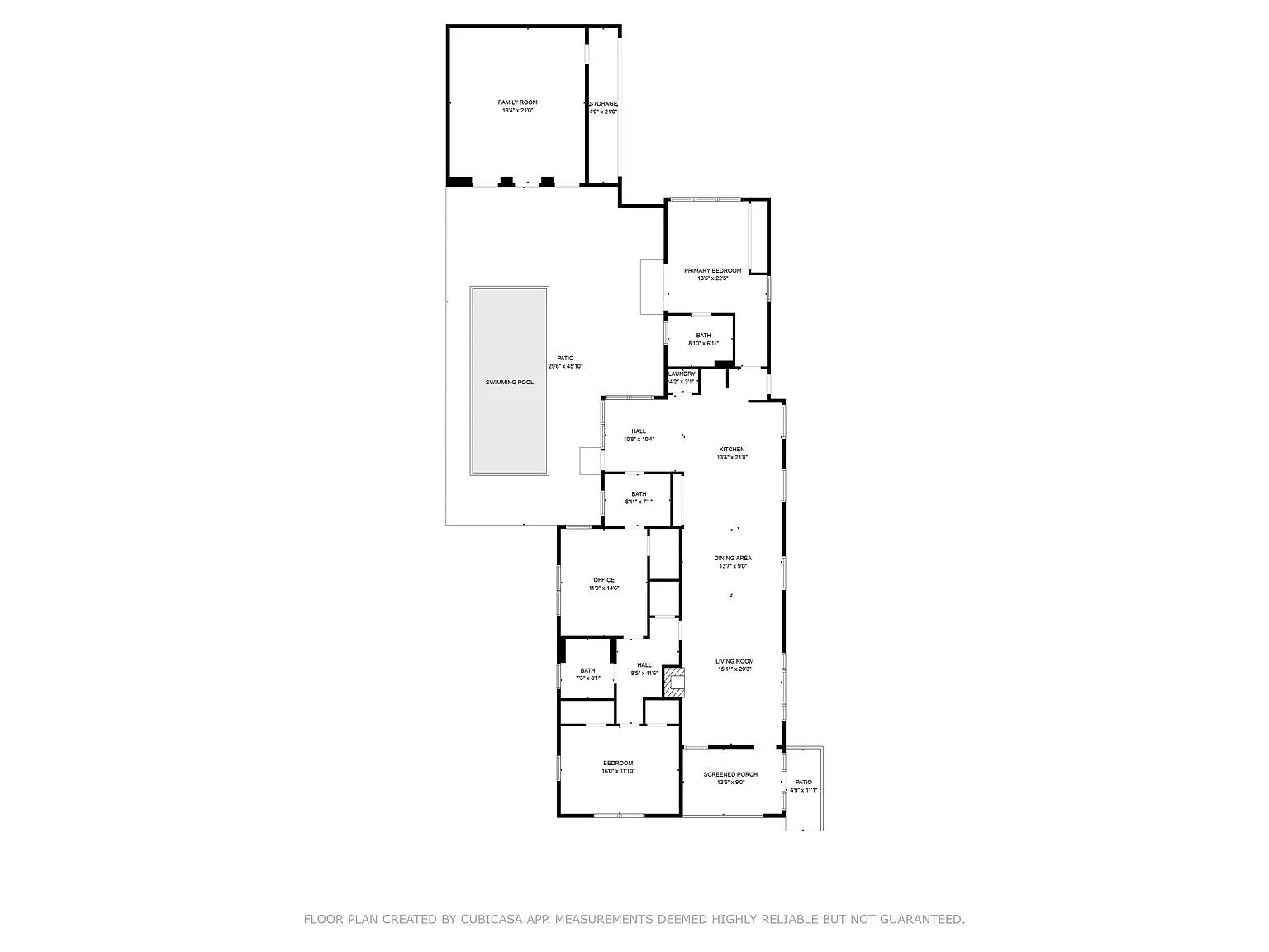 Explore This Spacious Floor Plan with a Central Swimming Pool