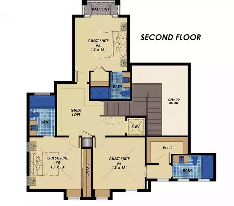 Exploring the Second Floor Layout with Spacious Guest Suites