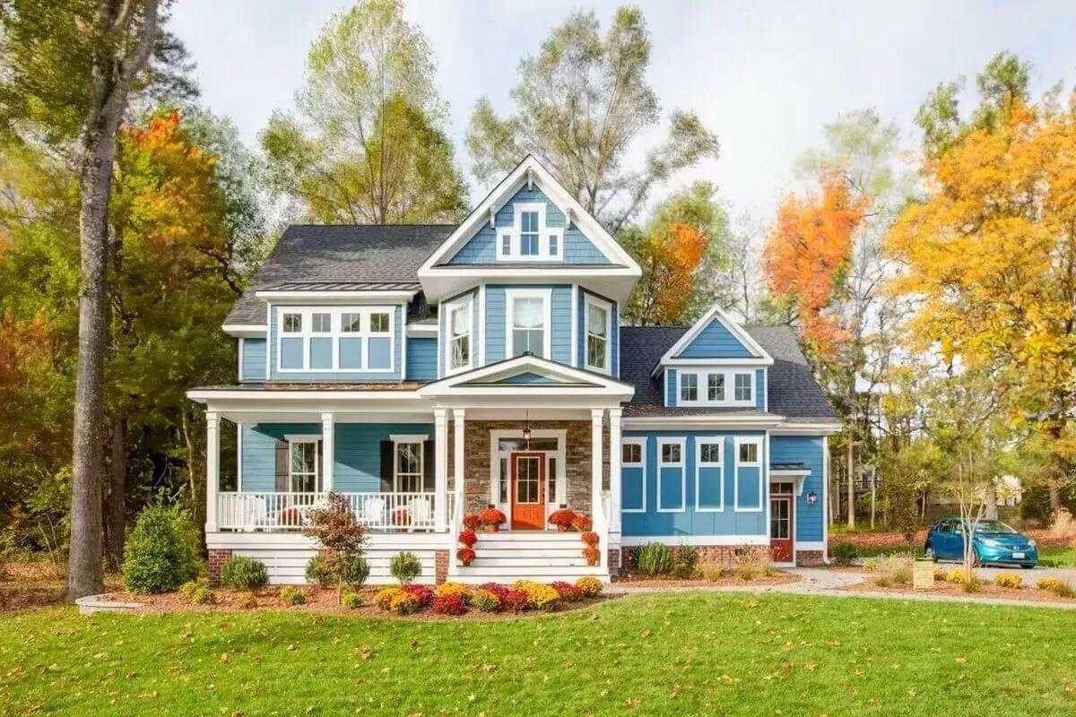 Charming Victorian Home with a Bold Blue Facade