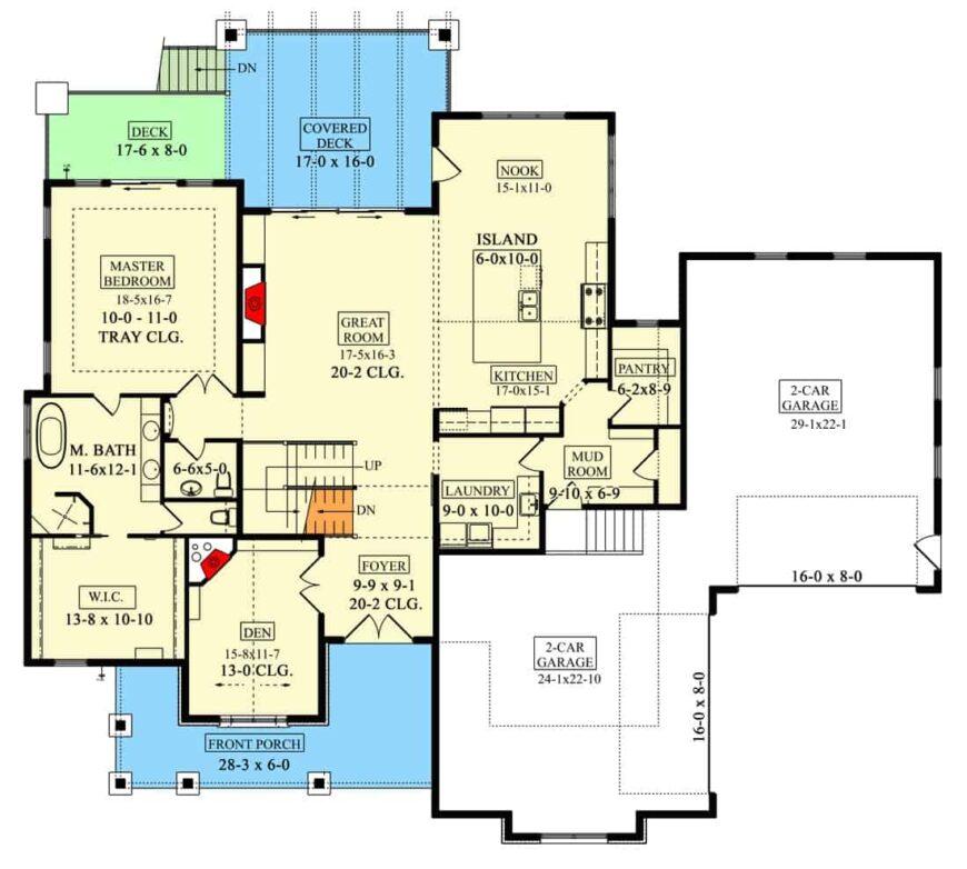 Floor Plan with a Spacious Great Room and Dual Garages