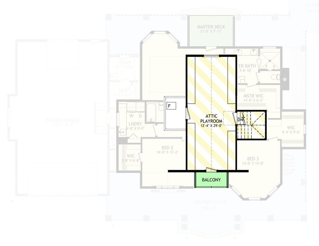 Explore the Spacious Attic Playroom with Balcony Access