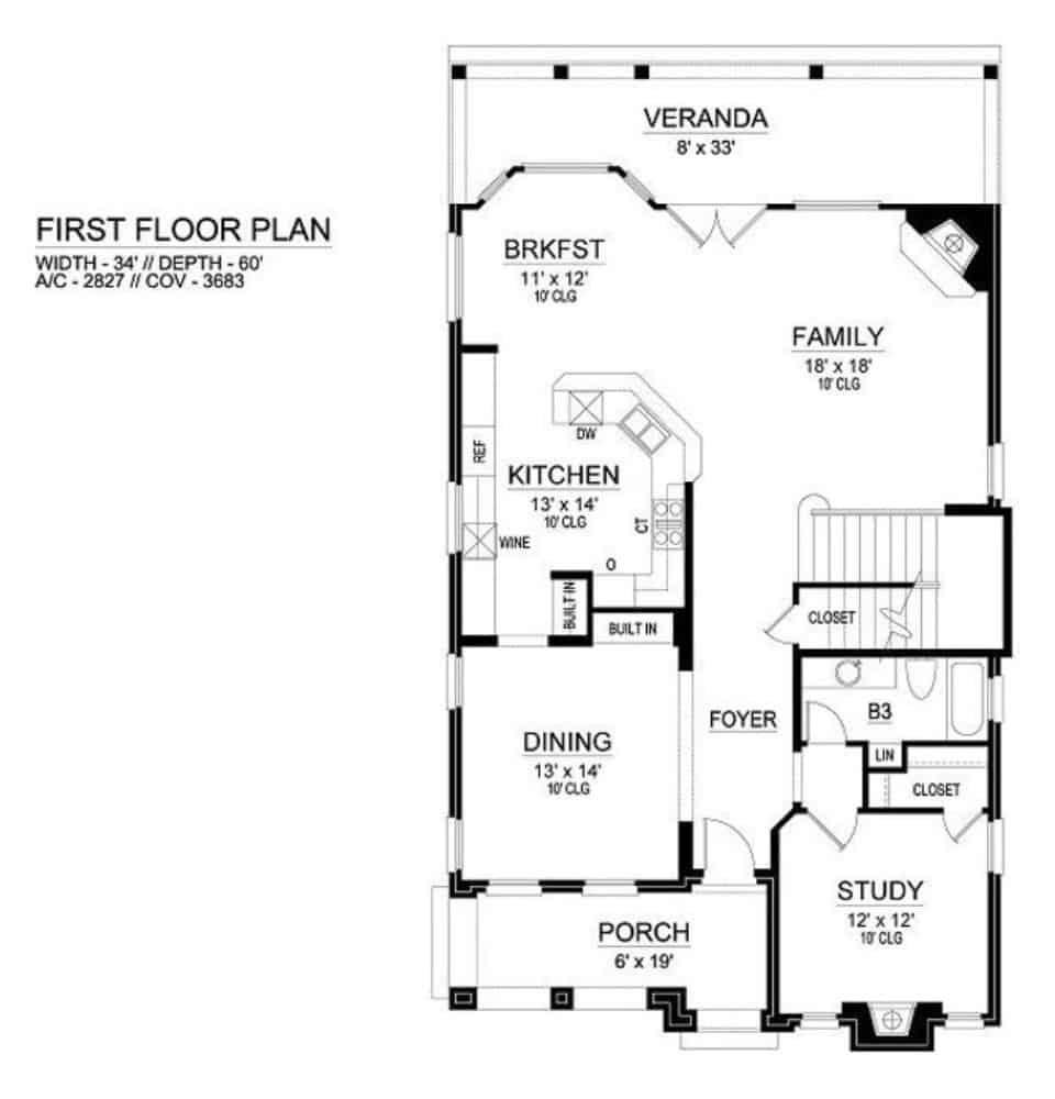 Explore the Flow of This First Floor Layout with Veranda Access