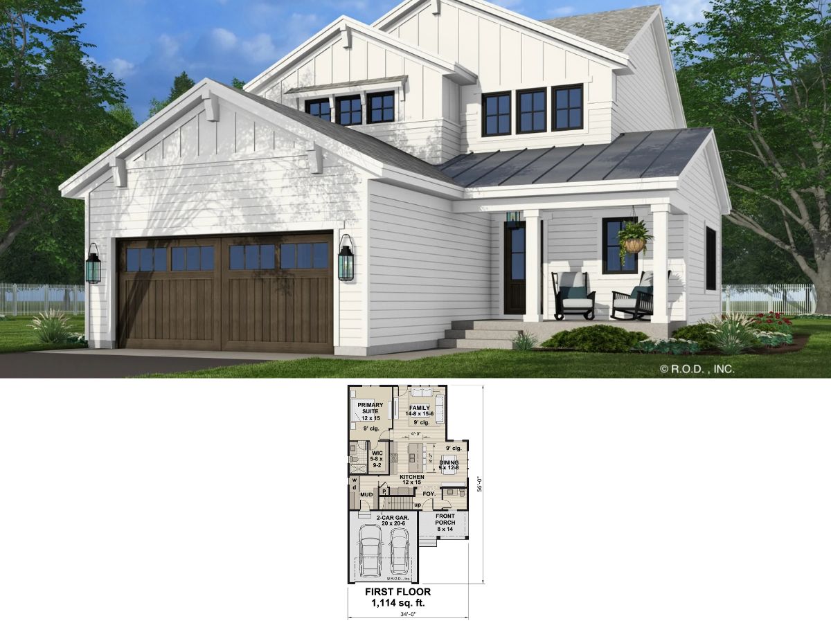 4-Bedroom Farmhouse with 2-Car Garage and Jack & Jill Bathroom (Floor Plan)