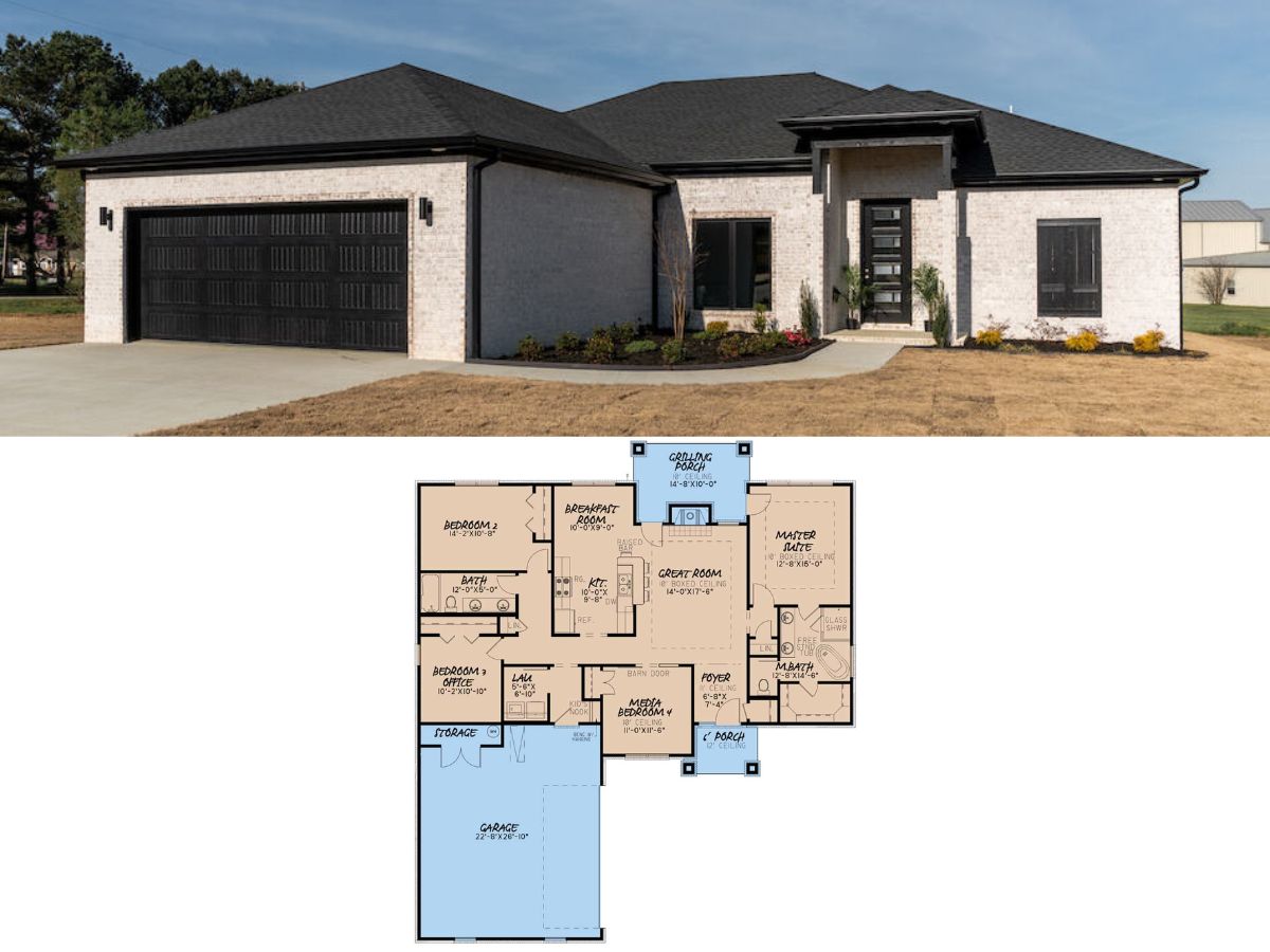 4-Bedroom Contemporary Home with Covered Grilling Porch (1,649 Sq. Ft. Floor Plan)