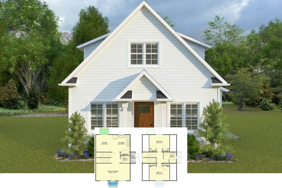 Traditional Country ADU with 2 Bedrooms (Floor Plan)