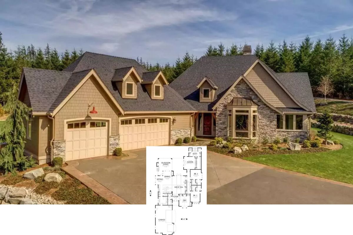 3-Bedroom Antrim English Country Home with Open Living Space and 3-Car Side-Loading Garage (Floor Plan)