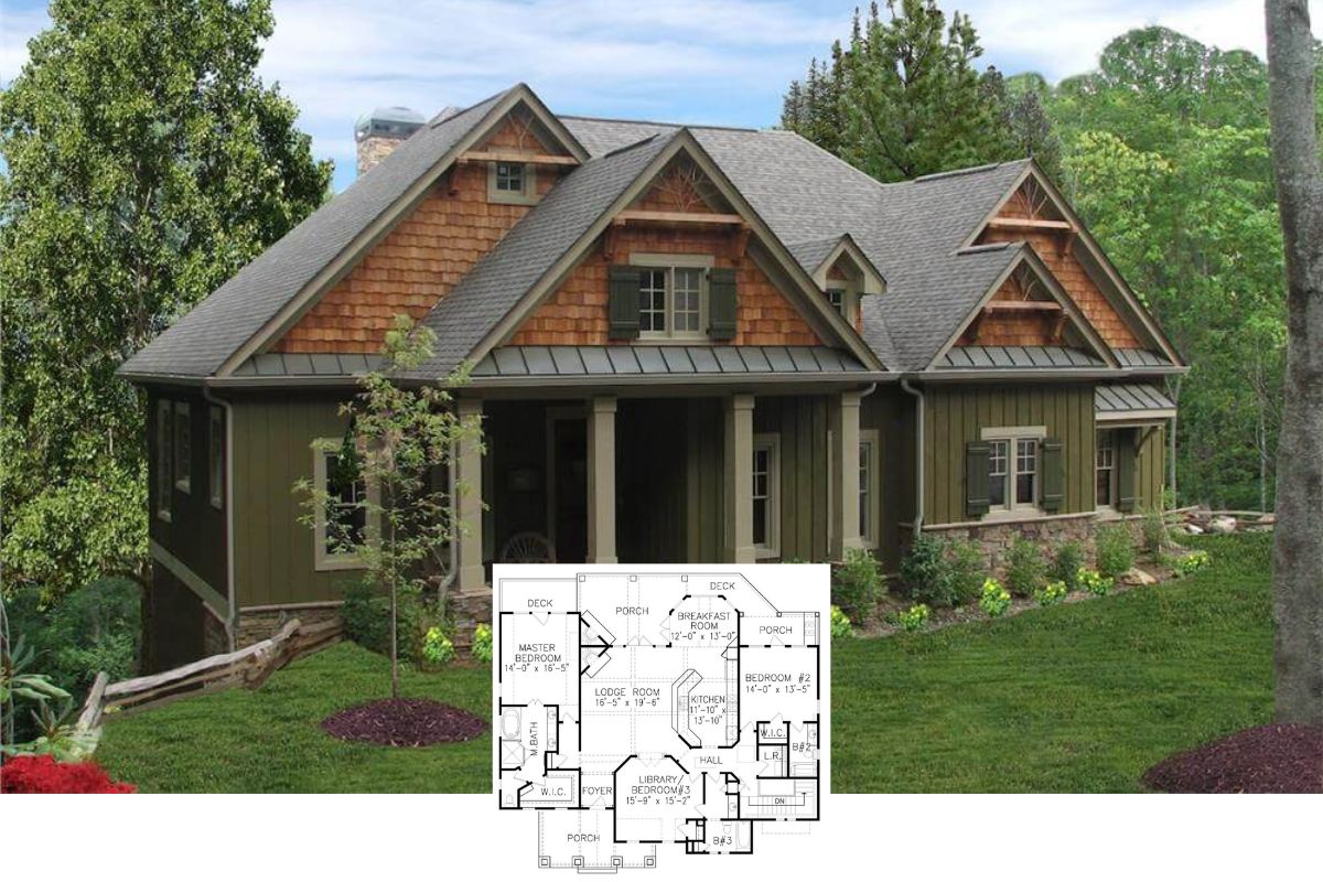 3-Bedroom Cottage Craftsman with Open Living Space and Lower Level Expansion (Floor Plan)