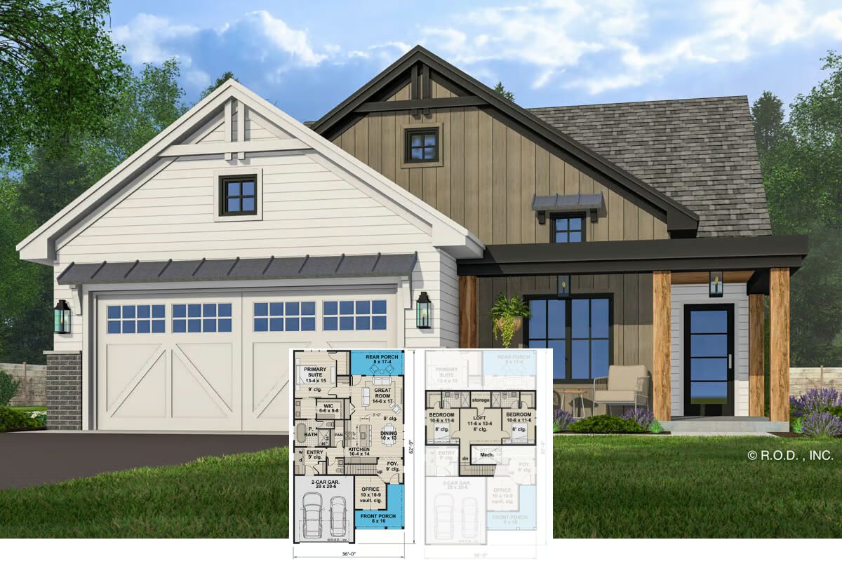 New American-Style 3-Bedroom Home with Loft and Double Garage (Floor Plan)