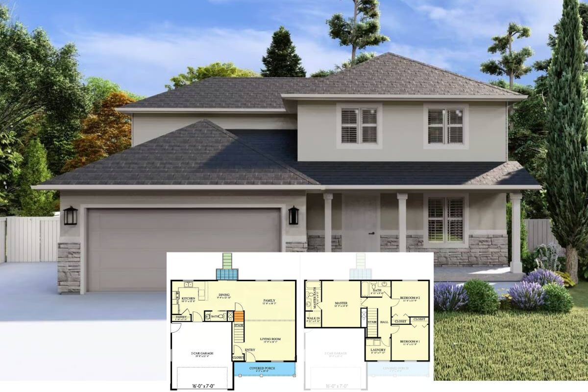 3-Bedroom Traditional Home with Front Porch and Lower Level Expansion (Floor Plan)