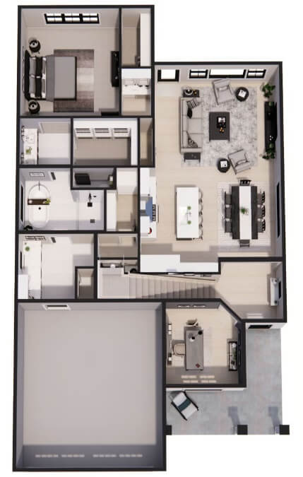 3D Main Level Floor Plan