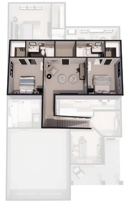 3D Second Level Floor Plan