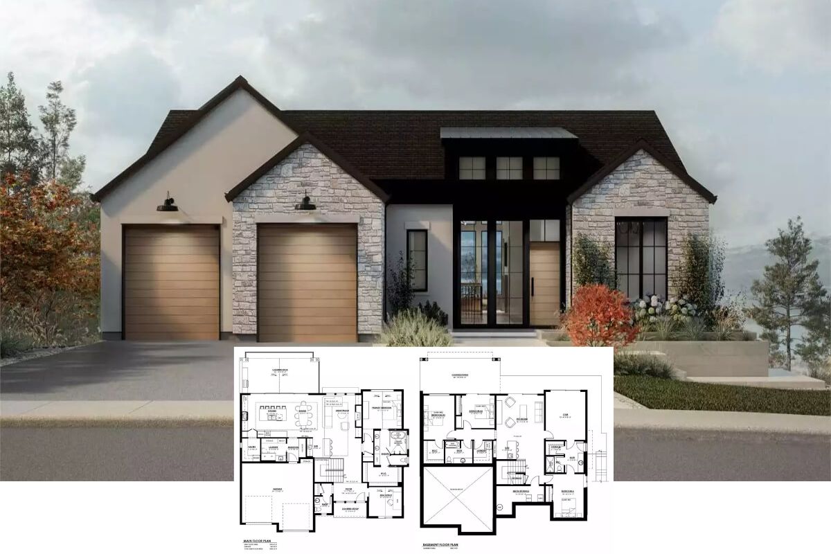 Contemporary-Style 4-Bedroom Birchgrove Home for a Sloped Lot with Wet Bars and Covered Patios (Floor Plan)