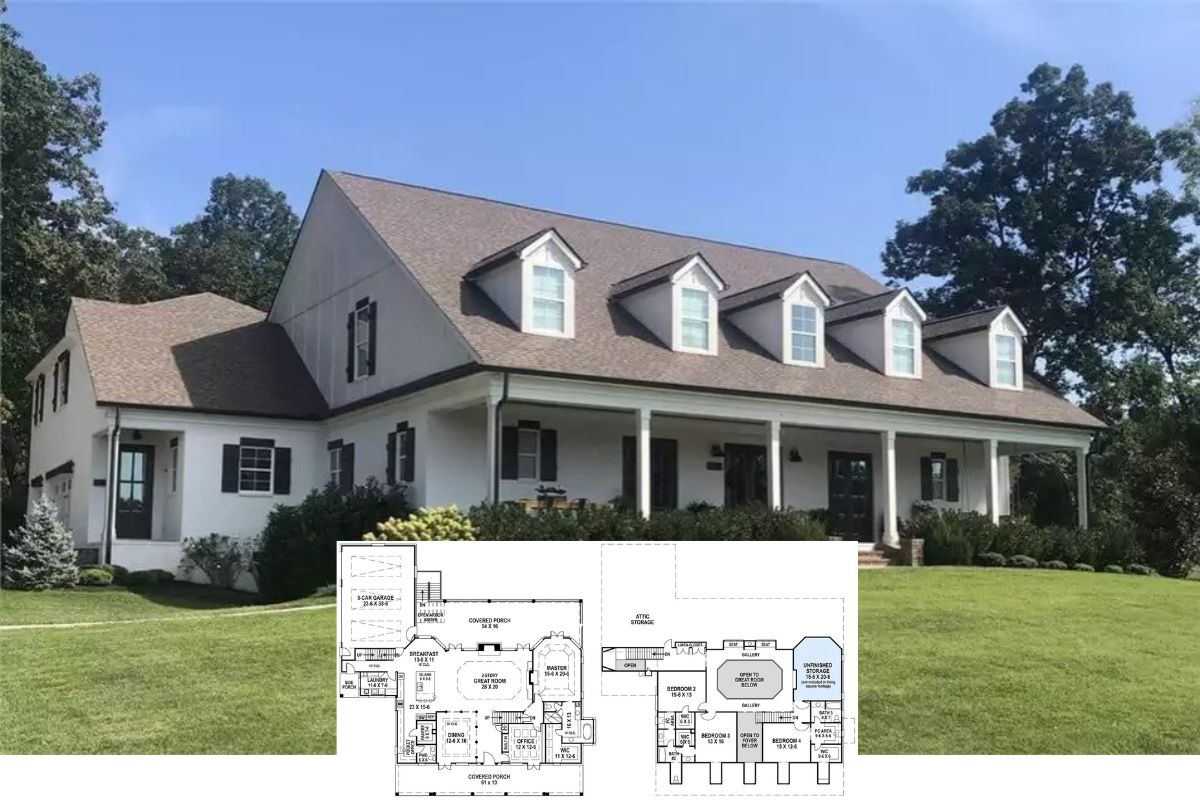 4-Bedroom Deerfield Farmhouse with Balcony and Lower Level Expansion (Floor Plan)