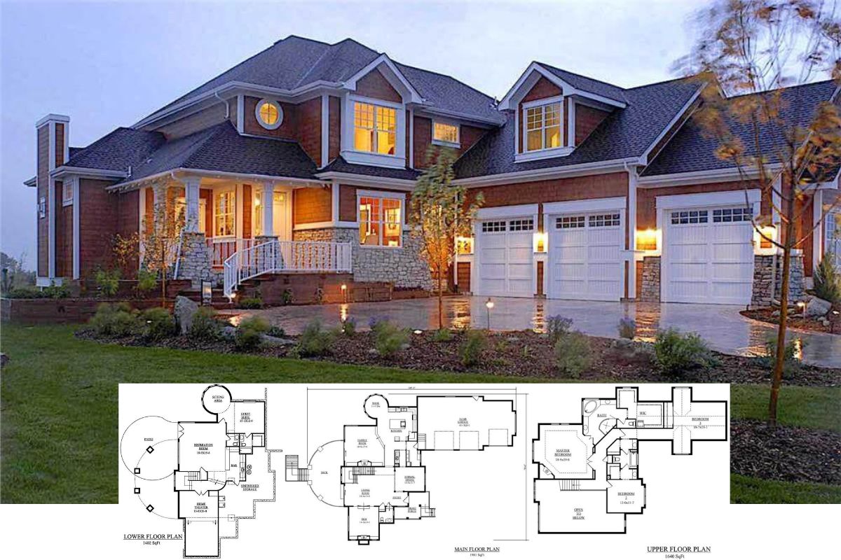 Shingle-Style 4-Bedroom Home with Balcony and Walkout Basement (Floor Plan)