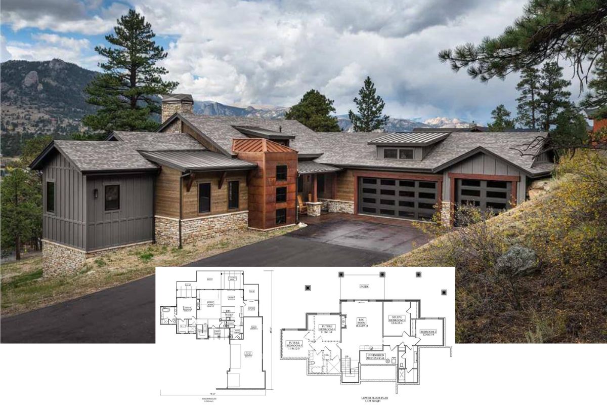 Contemporary-Style 5-Bedroom Rustic Lodge with 3-Car Garage and Lower Level Expansion (Floor Plan)