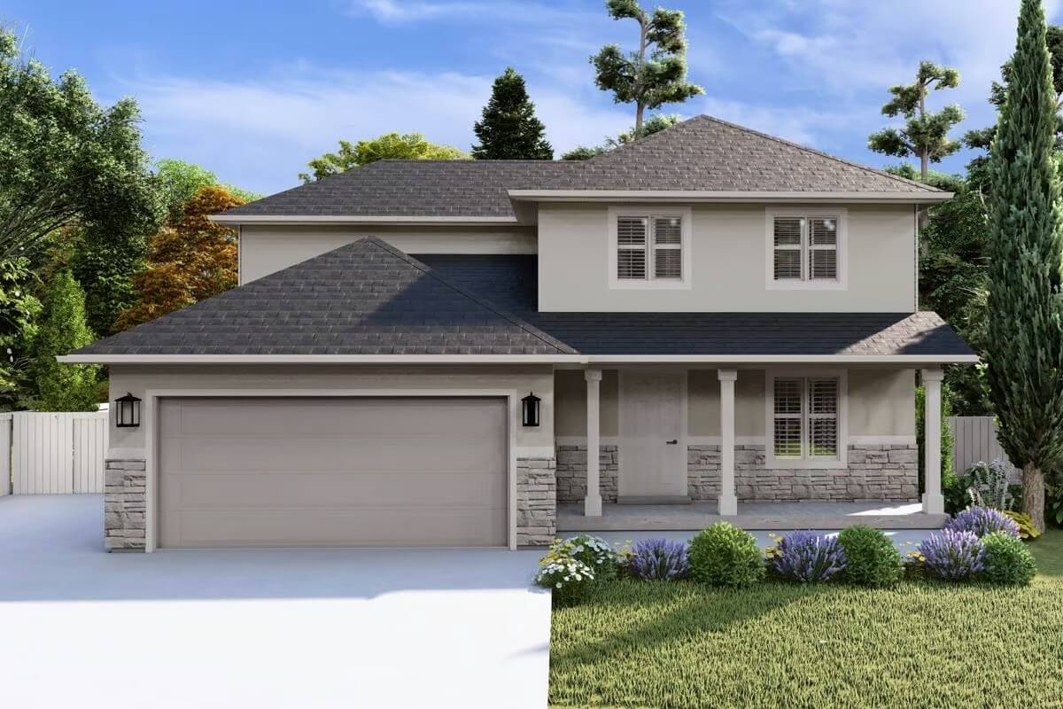 3-Bedroom Traditional Home with Front Porch and Lower Level Expansion (Floor Plan)