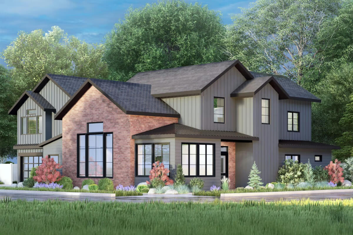 5-Bedroom New American Home with Loft, Courtyard, and In-Law Suite (Floor Plan)