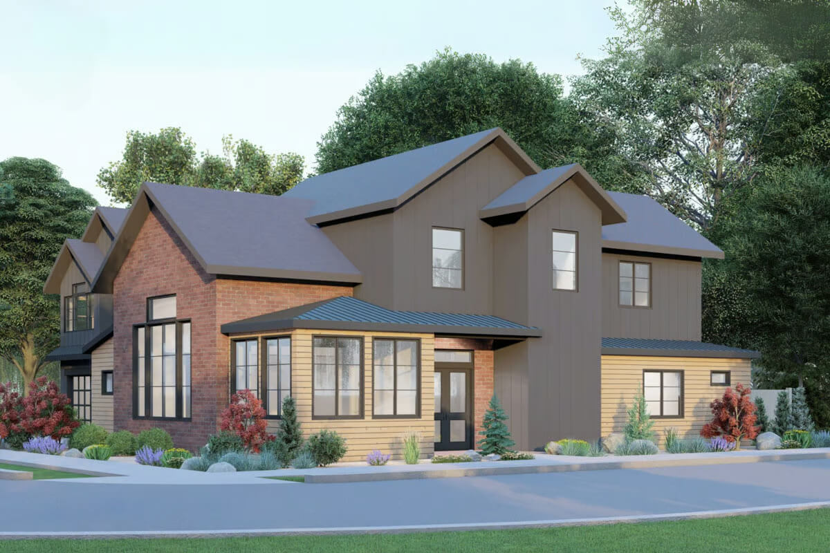 New American-Style 5-Bedroom Home with Loft, Courtyard, and In-Law Suite (Floor Plan)