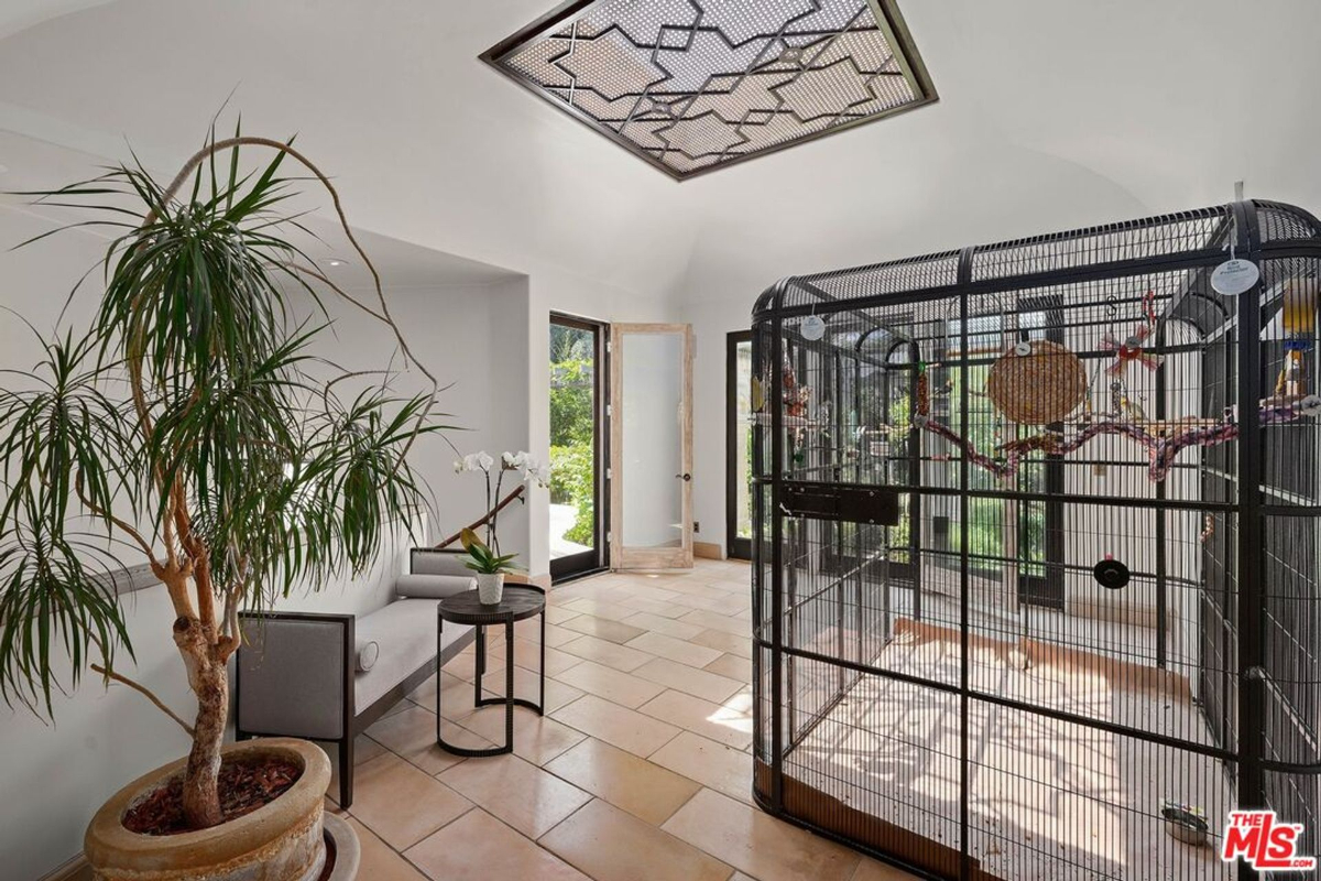  Indoor space featuring a large birdcage