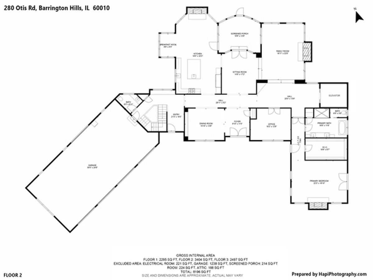 Floor plan of a large house.