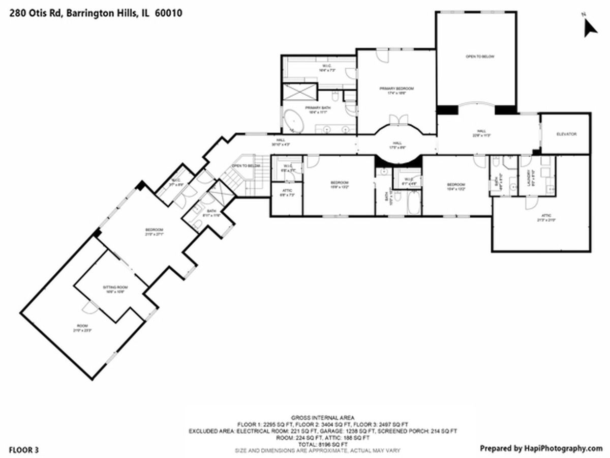 Floor plan of a large house at 280 Otis Rd, Barrington Hills, IL 60010. 