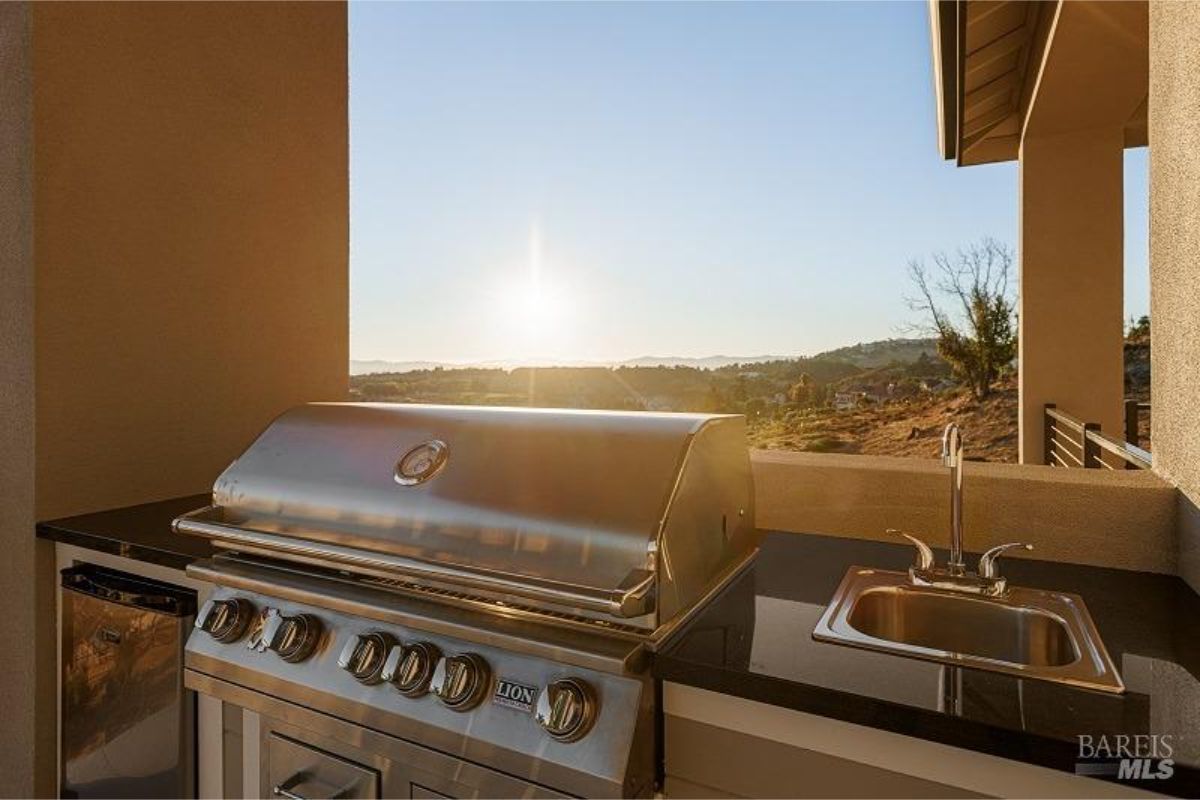 Stainless steel grill with sink