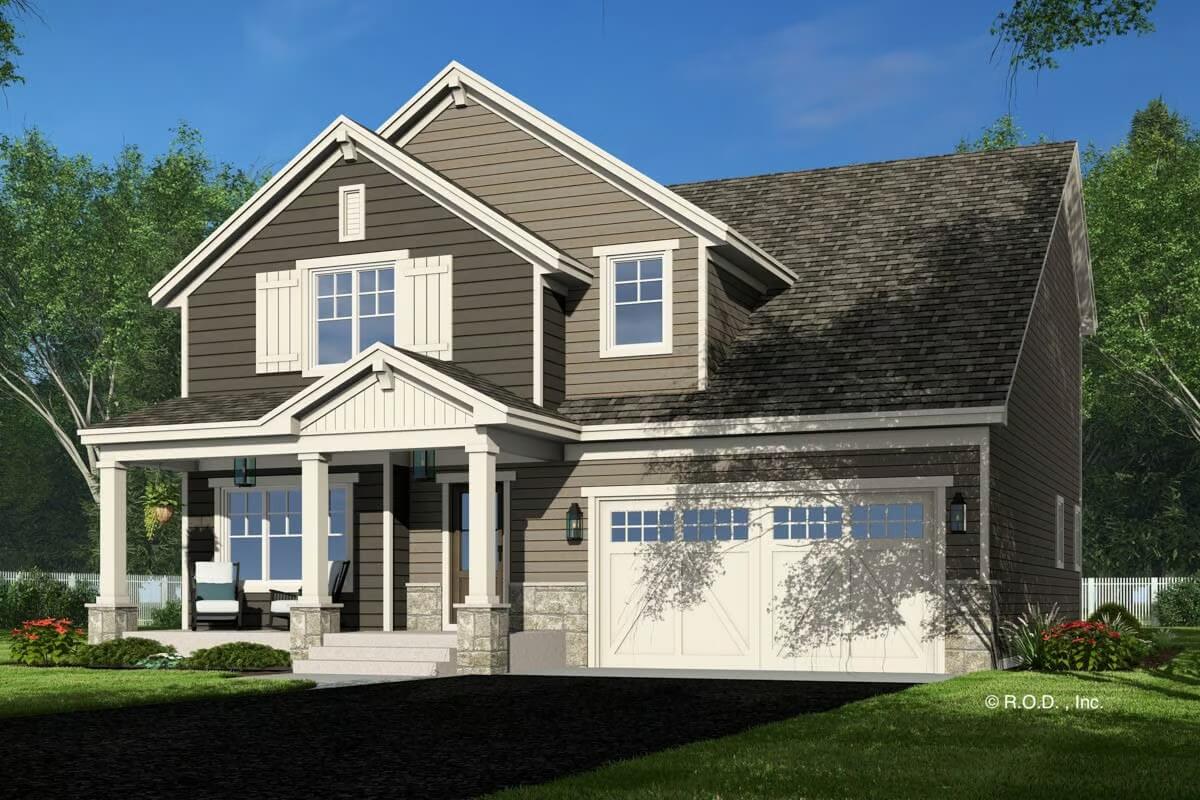 Craftsman-Style 4-Bedroom Home with Double Garage and Open Living Space (Floor Plan)