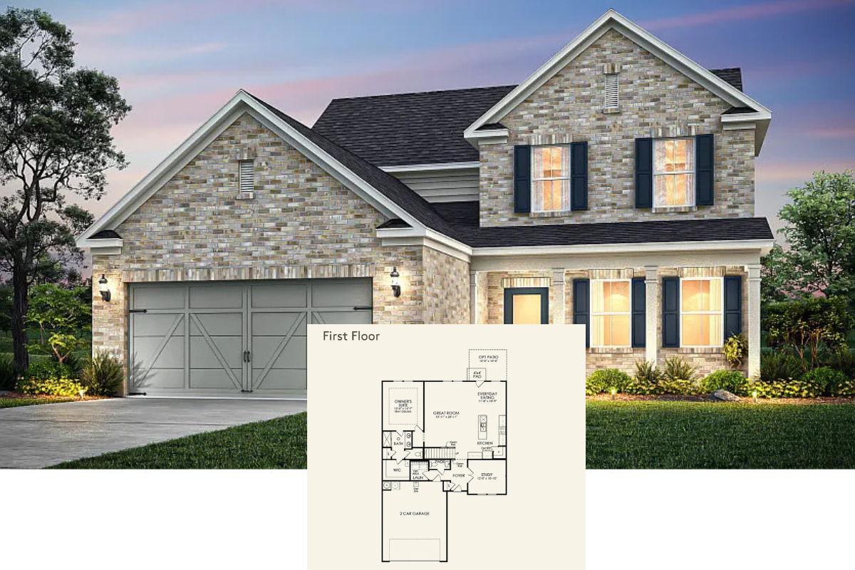 Traditional 3-Bedroom Home with Flex Room and 2-Car Garage (2,400 Sq. Ft. Floor Plan)