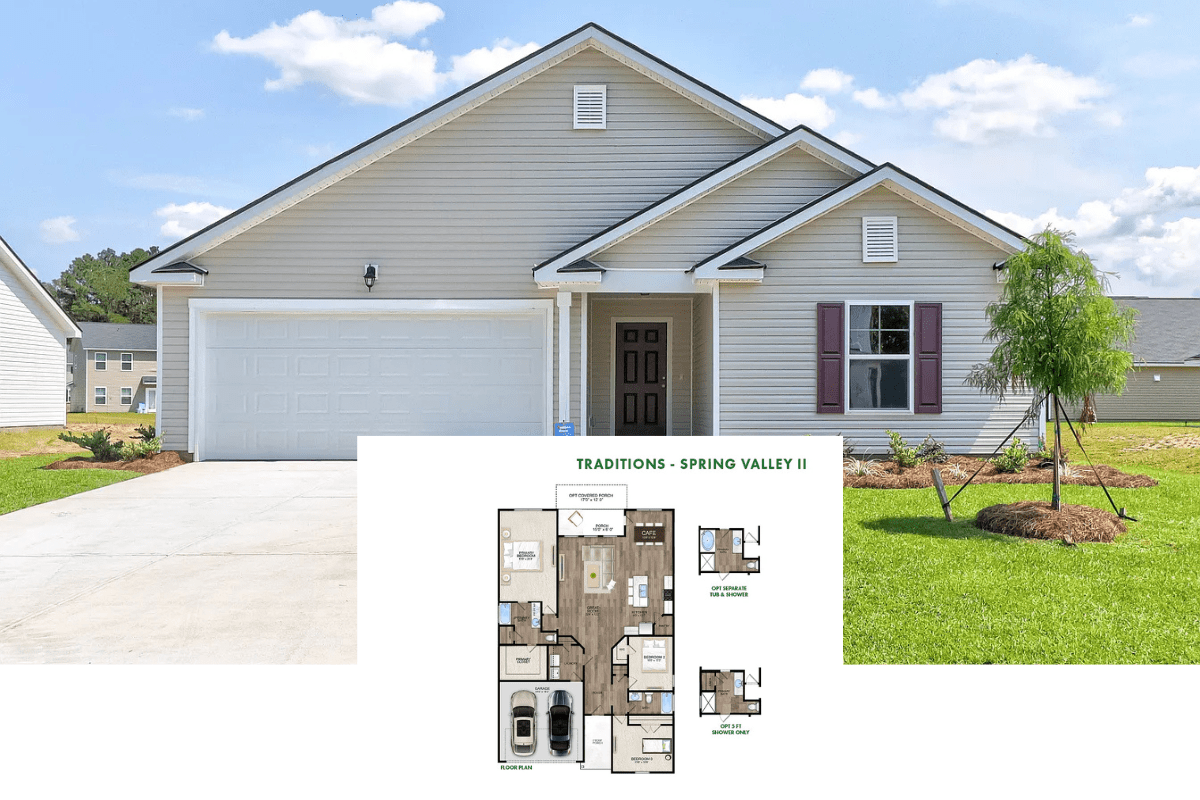 3-Bedroom Spring Valley II Home with Two-Car Garage and Covered Back Porch (1,828 Sq. Ft. Floor Plan)