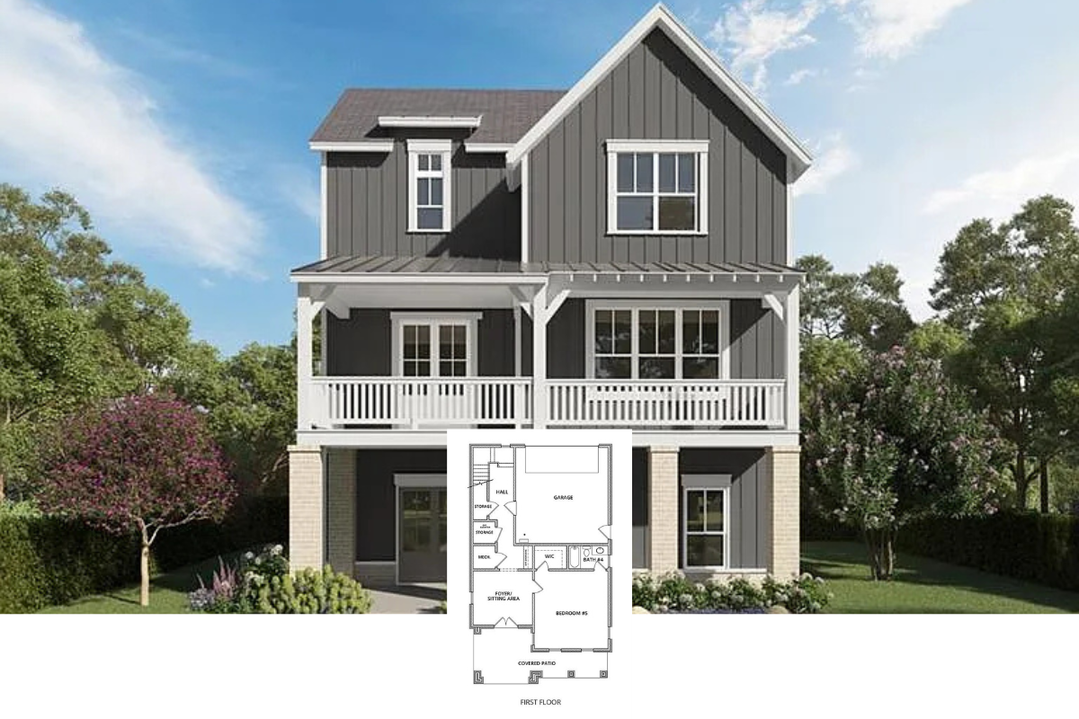 Craftsman-Style 5-Bedroom Home with Covered Porch and 2-Car Garage (3,243 Sq. Ft. Floor Plan)