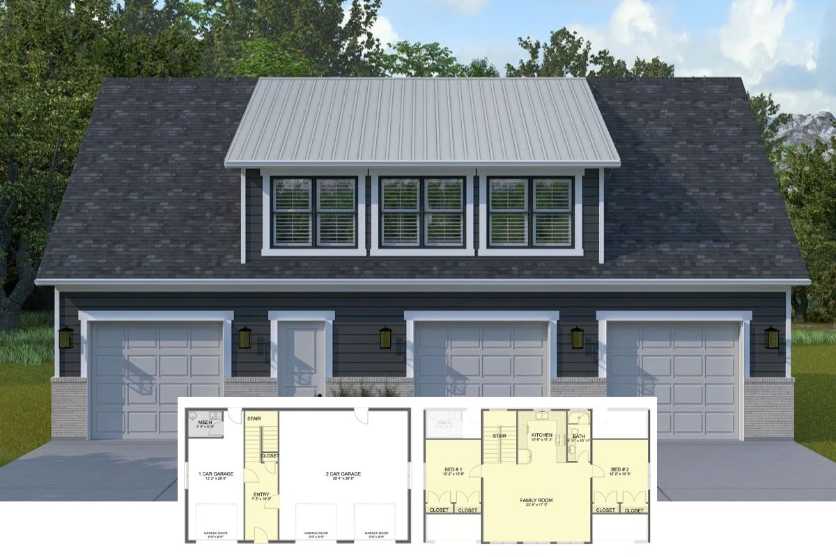 2-Bedroom Traditional Carriage Home with Open-Concept Design (Floor Plan)