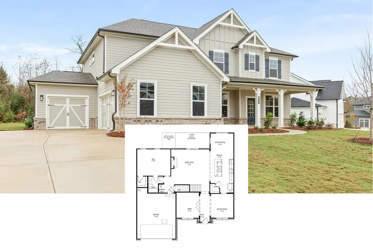 Farmhouse-Style 5-Bedroom Home with Covered Patio and 3-Car Garage (3,403 Sq. Ft. Floor Plan)