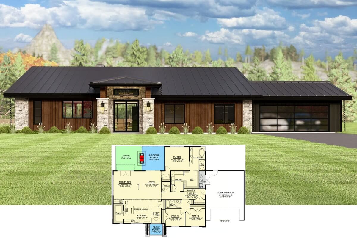 Contemporary 3-Bedroom Mountain Home with 2-Car Garage and Open-Concept Living (Floor Plan)