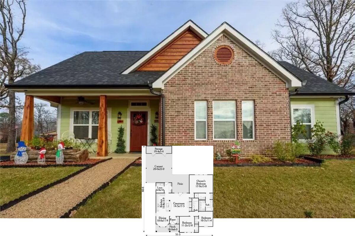 3-Bedroom Somerset Cottage with Front Porch and Open-Concept Living (Floor Plan)