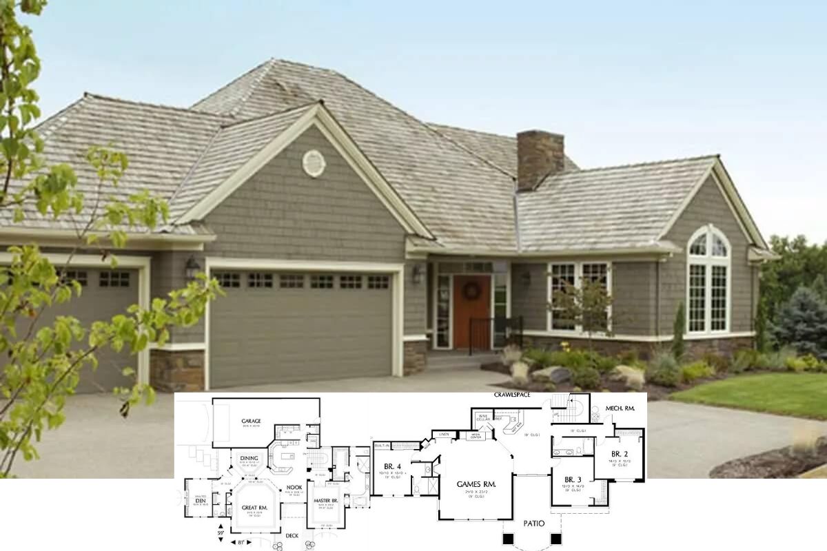 4-Bedroom Craftsman-Style Chaplin Home with Wet Bar and Walkout Basement (Floor Plan)