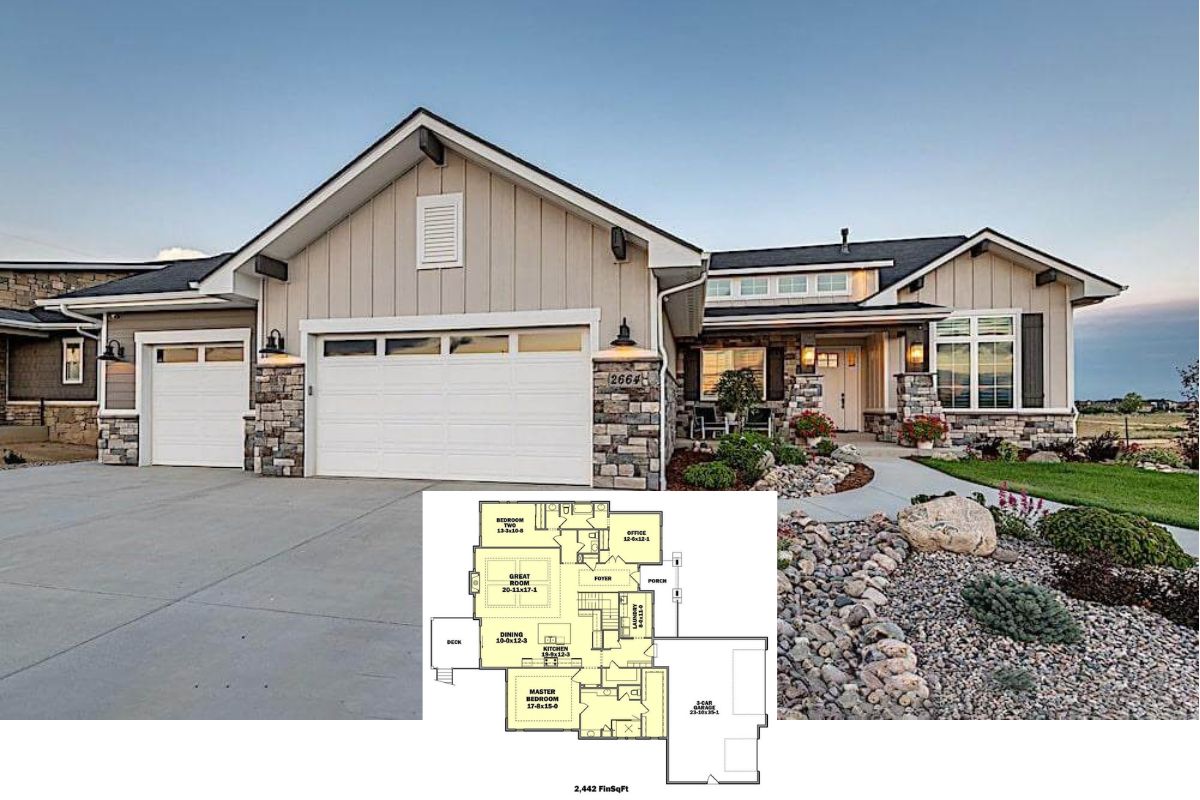 3-Bedroom Southern-Style Ranch with 3-Car Garage and Lower Level Expansion (Floor Plan)