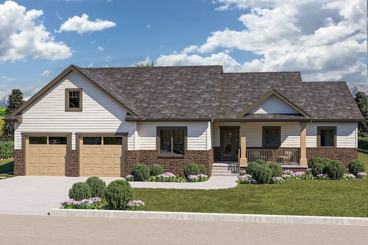 Country-Style 4-Bedroom Ranch with Wet Bar and Lower Level Expansion (Floor Plan)